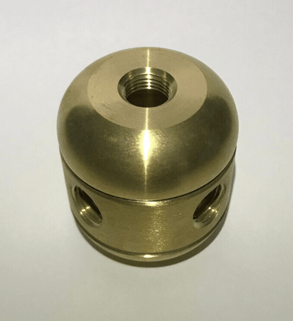 New Large Turned Brass 2 Pc. Lamp Cluster Body, 4 Holes, 1/4F Bottom, Unfinished - Stone Door Lamps