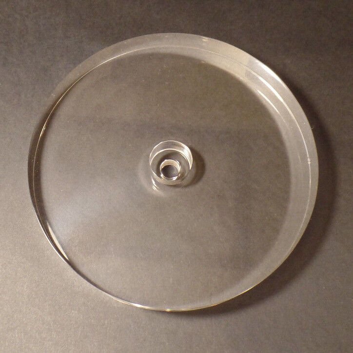 New 4 1/2" Wide Clear Round Acrylic Lamp Break Base w/ Center Hole, No Wire Way - Stone Door Lamps
