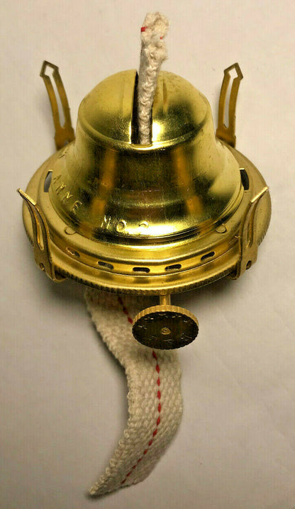 New #2 Solid Brass Queen Anne Oil Lamp Burner W/ Wick, For 3" Base Chimney OB622