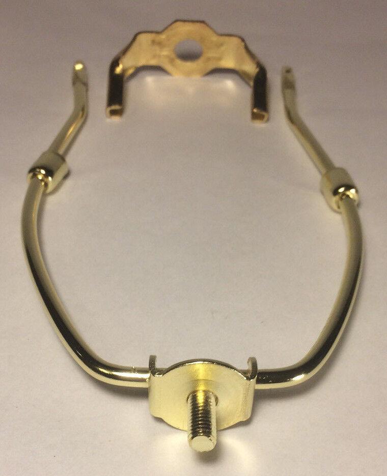 9" Brass Plated Lamp Harp with Base & Protective Coating, regular weight #HAR58 - Stone Door Lamps