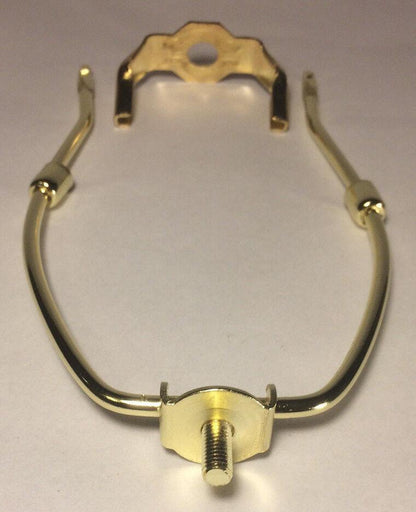9" Brass Plated Lamp Harp with Base & Protective Coating, regular weight #HAR58 - Stone Door Lamps