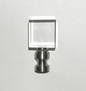 New Clear Crystal Cube Lamp Finial, Satin Nickel Brass Base, 1 3/4" ht., 1/4 - 27 - Stone Door Lamps