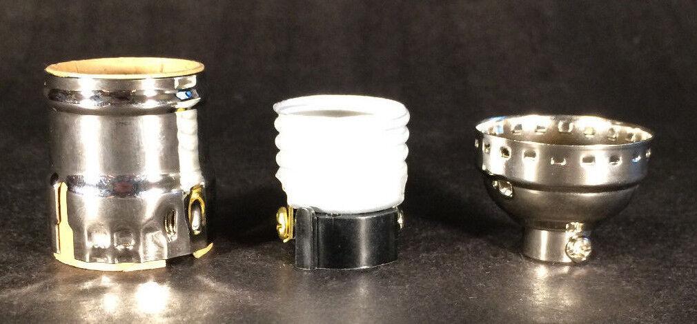 New Brass Short Keyless Early Electric Industrial Style Nickel Lamp Socket #291N - Stone Door Lamps