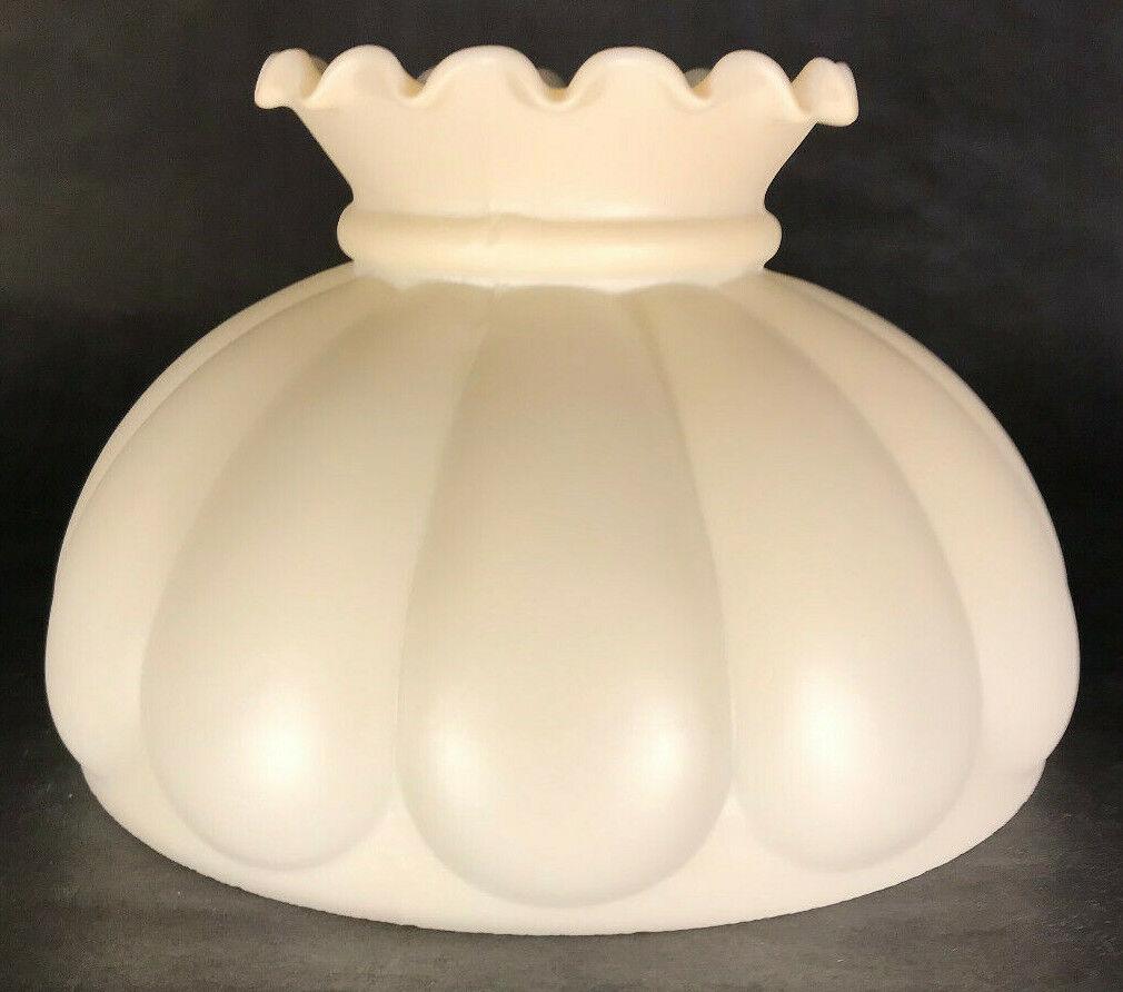 New 10" Opal Melon Glass Student Lamp Shade, Cream Painted Background, Crimp Top - Stone Door Lamps