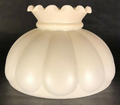 New 10" Opal Melon Glass Student Lamp Shade, Cream Painted Background, Crimp Top - Stone Door Lamps