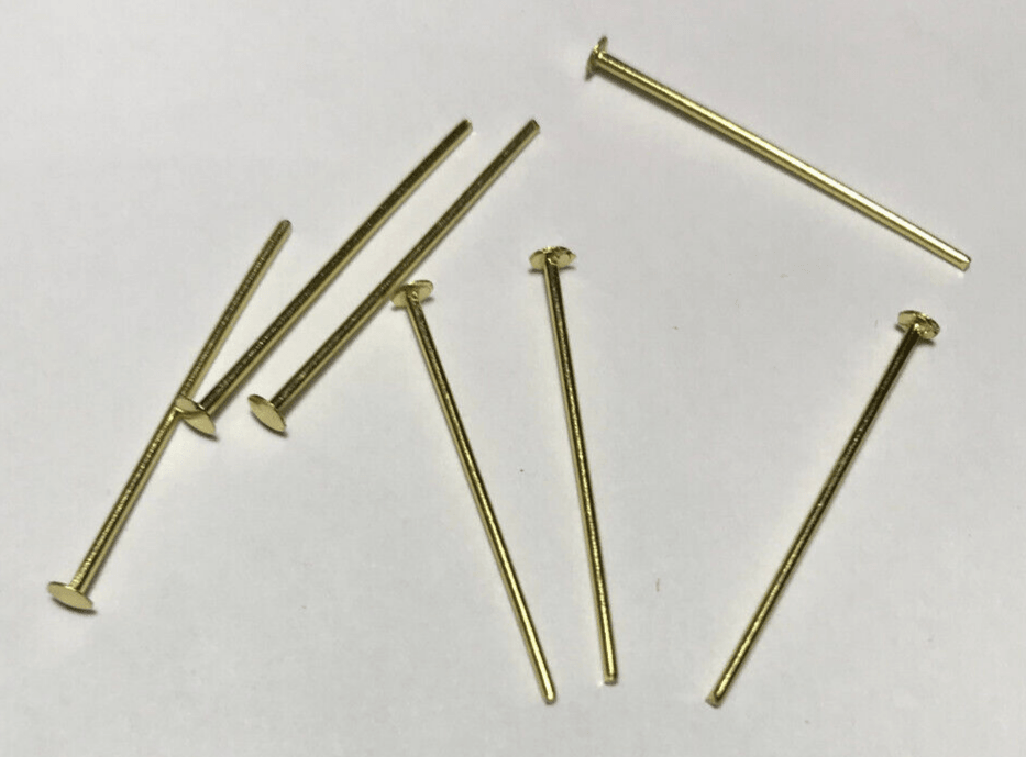 New 1" Chandelier Crystal Prism Pins With Head, Brass Finish, 1 oz., 230 pcs - Stone Door Lamps