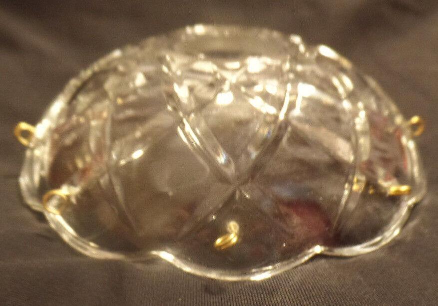 NEW 4" Pressed Glass Round Lamp Prism Chandelier Bobeche w/ 8 Brass Pins #BB909 - Stone Door Lamps