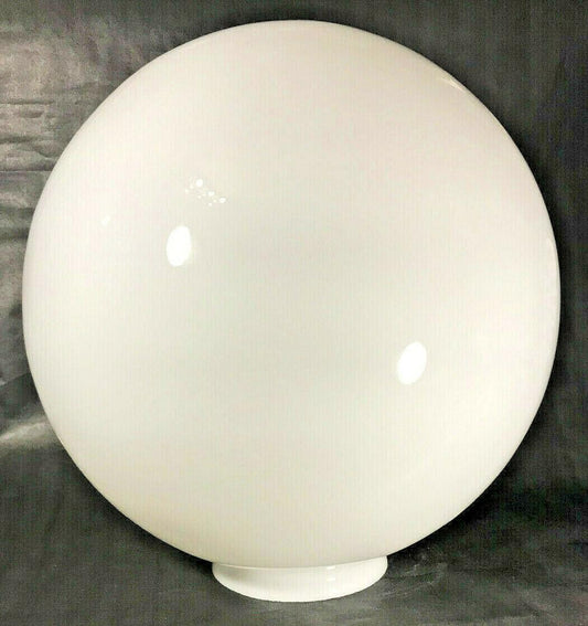 New 16" White Opal Glass Ball Lamp Shade, 6" Lip Fitter, Made In USA, #BS839 - Stone Door Lamps