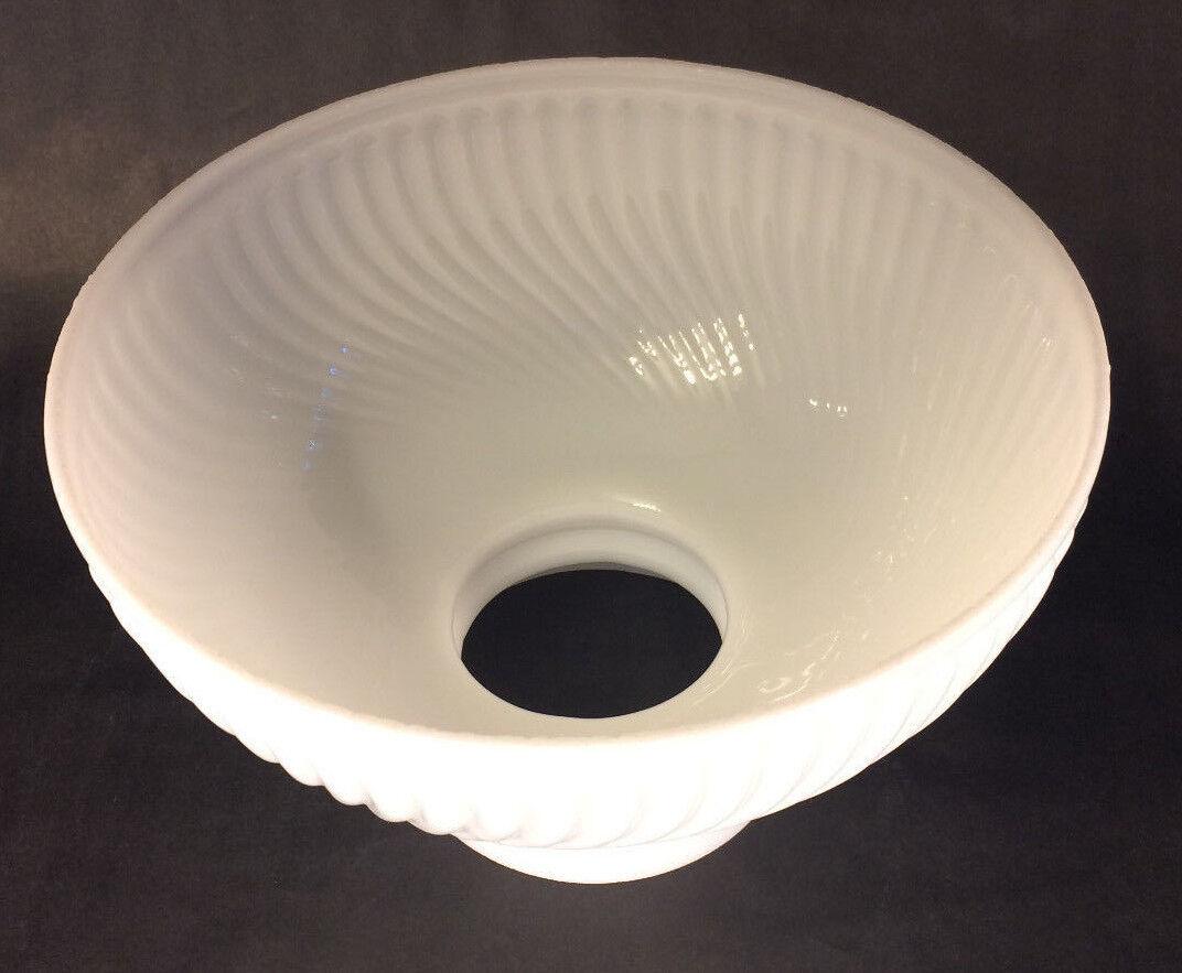 New 10" Opal White Milk Glass Rib Swirl Student Lamp Shade, USA made, #SH010 - Stone Door Lamps