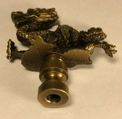New 2 5/8" Oriental Dragon Cast Metal Lamp Harp Finial w/ Antique Finish #LF077A - Stone Door Lamps