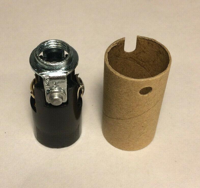 New 1 1/2" Candelabra Phenolic Keyless Lamp Socket With 1/8 F Hickey, E12 SO230i - Stone Door Lamps