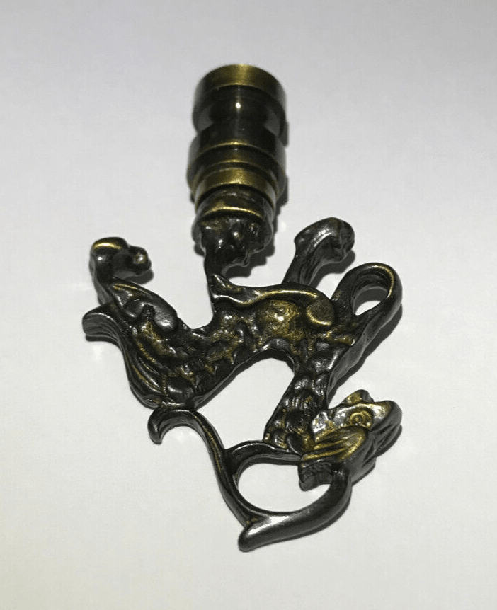 New 2 11/16" Brass Oriental Lamp Finial, Antique Brass Finish, 1/4 - 27F #BF166A - Stone Door Lamps
