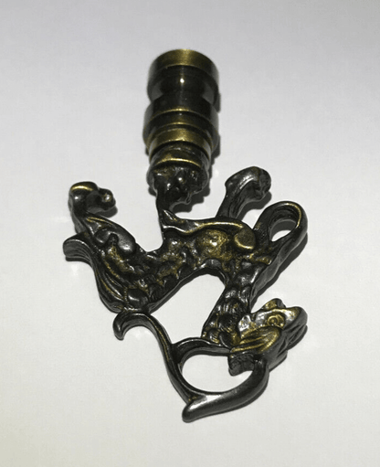 New 2 11/16" Brass Oriental Lamp Finial, Antique Brass Finish, 1/4 - 27F #BF166A - Stone Door Lamps