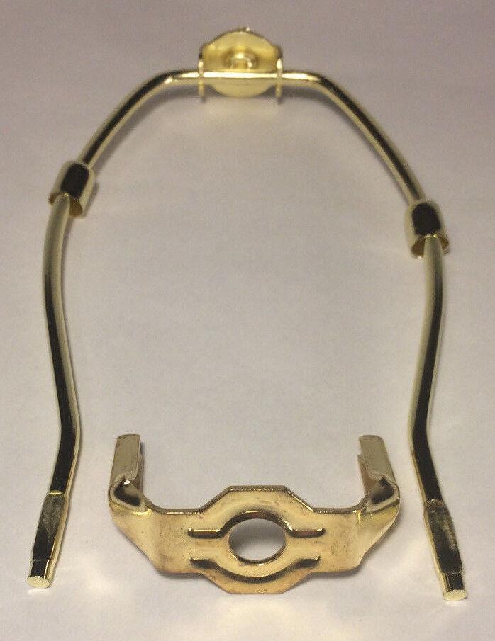 8 1/2" Brass Plated Lamp Harp with Base & Protective Coating, regular weight - Stone Door Lamps