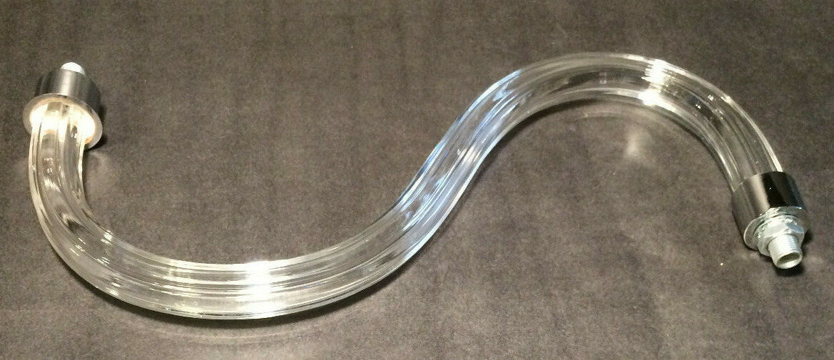 New Fluted Glass Chandelier Arm, 12" Length, Hollow For Wiring, 1/8 IP Threads