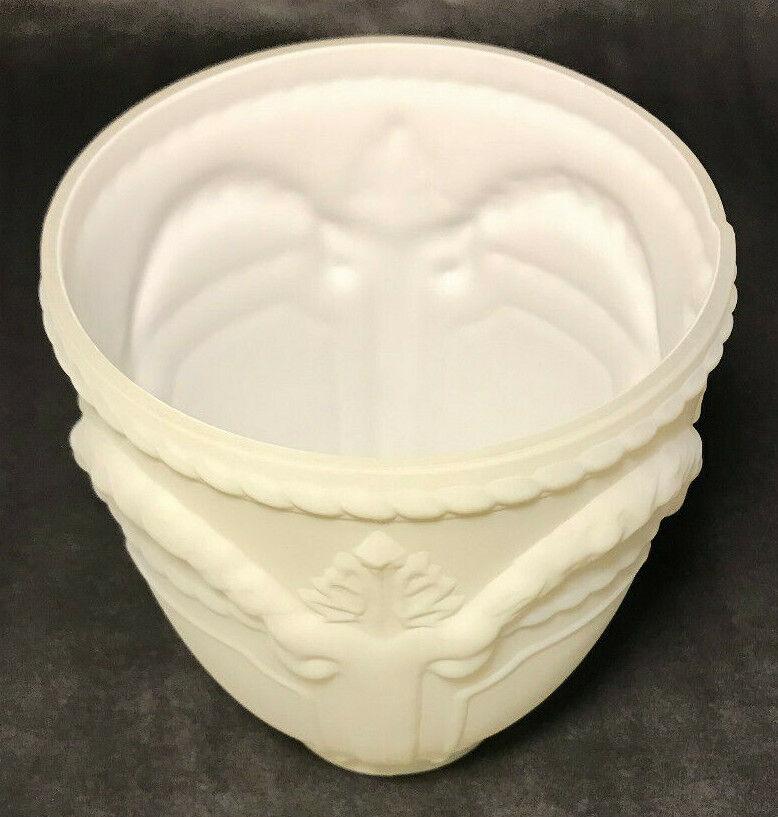 New Satin White Early Style Embossed Wreath Fixture Shade, 2 1/4" Fitter, #FS407 - Stone Door Lamps