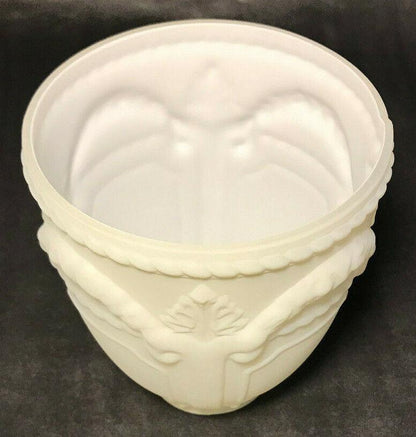 New Satin White Early Style Embossed Wreath Fixture Shade, 2 1/4" Fitter, #FS407 - Stone Door Lamps