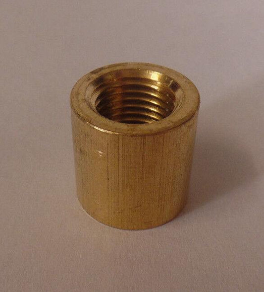 New Heavy Brass Nipple & Pipe Coupling, Unfinished Brass, 3/4" ht., 1/4F #BC877U - Stone Door Lamps