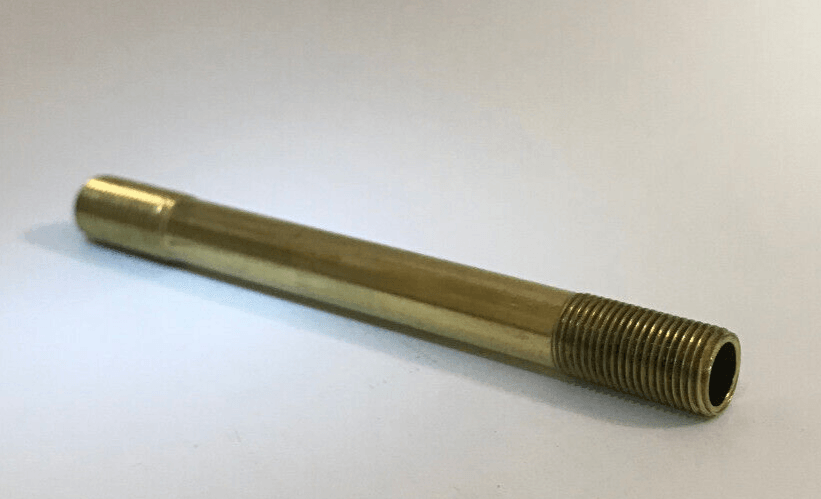 New 4" Solid Unfinished Brass Threaded Lamp Pipe, 1/8 IP (3/8") #BP300U - Stone Door Lamps