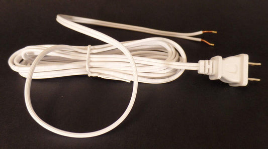 NEW 8' White 18/2 Plastic Covered Lamp Cord Plug Set SPT - 1,U.L. Listed, #CS711 - Stone Door Lamps