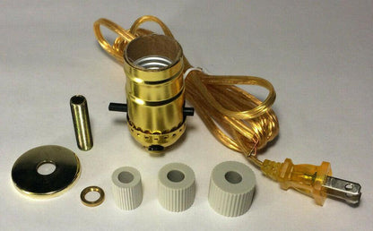 New Jug, Bottle Lamp Adapter Kit With 6 ft. Clear Gold Cord And Hardware #JA338 - Stone Door Lamps