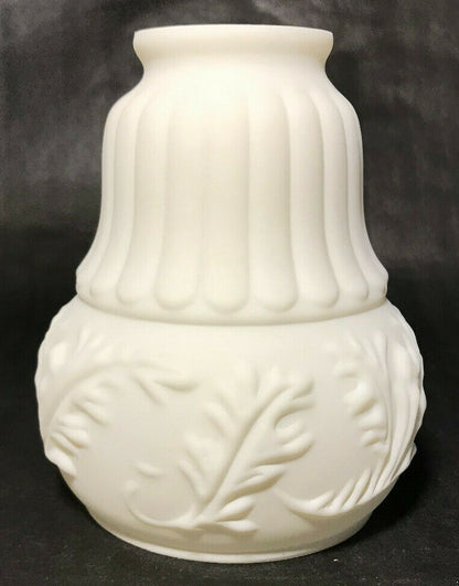 New Satin White Early Style Embossed Leaves Fixture Shade, 2 1/4" Fitter, #FS406