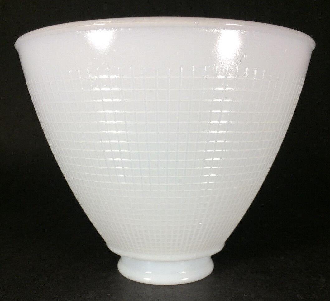 NEW White Opal Milk Glass 6" Floor Table Oil Lamp IES Reflector Waffle Shade - Stone Door Lamps