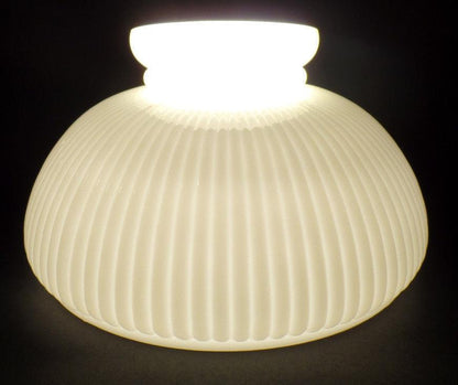 New 10" Opal White Milk Glass Ribbed Student Lamp Shade, Low Top, USA Made SH005 - Stone Door Lamps