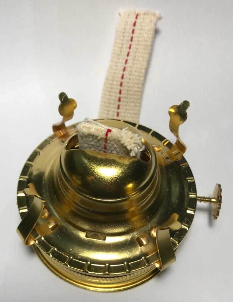 New #2 Brass Plated Mason, Fruit Jar Oil Lamp Burner Adapter With Wick #MB286G