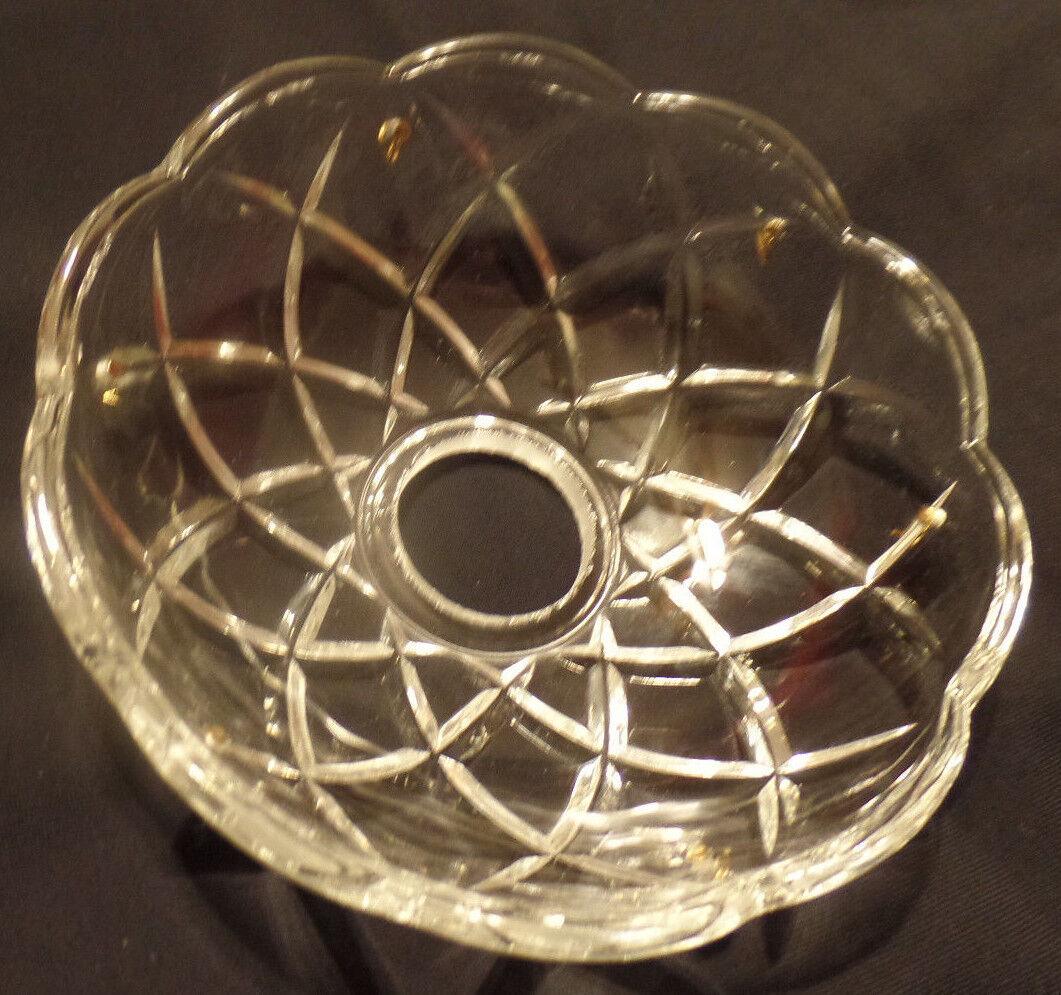 NEW 4" Pressed Glass Round Lamp Prism Chandelier Bobeche w/ 6 Brass Pins #BB906 - Stone Door Lamps