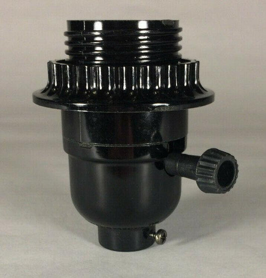 New Phenolic Bakelite On/Off Knob Lamp Socket With Threaded Shell and Ring 684 - Stone Door Lamps