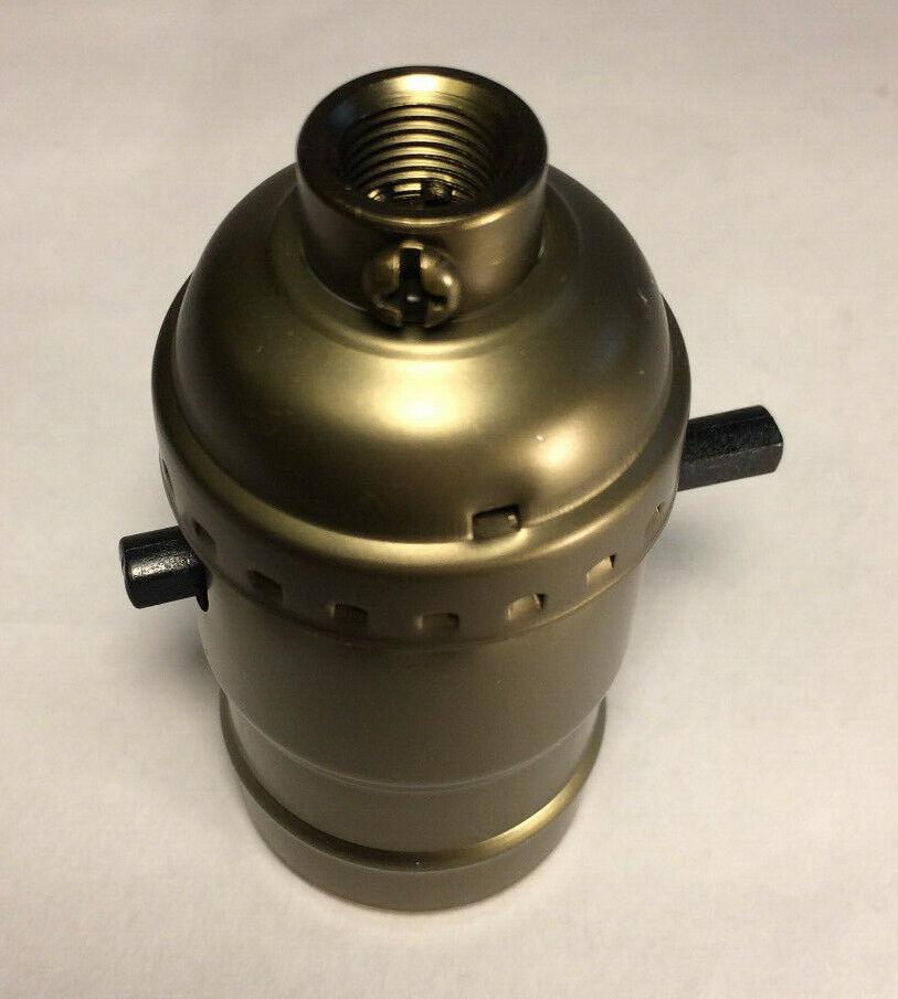New On/Off Push - Thru Lamp Socket w/ Antique Brass Finish, Medium Base E26 CS341A - Stone Door Lamps