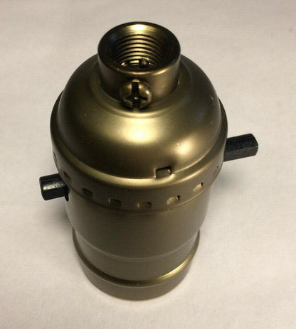 New On/Off Push - Thru Lamp Socket w/ Antique Brass Finish, Medium Base E26 CS341A - Stone Door Lamps
