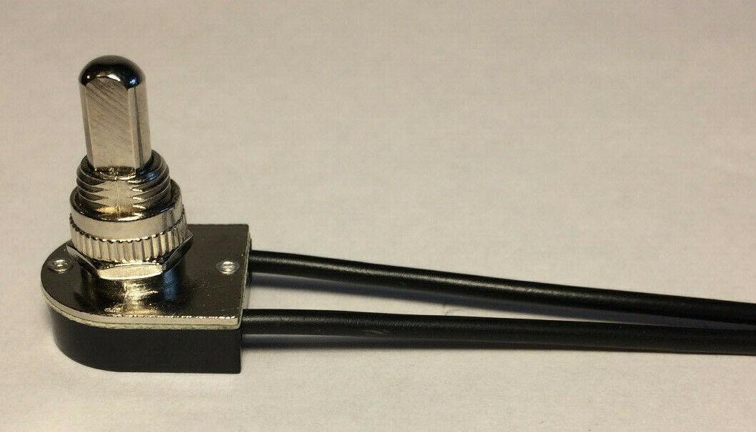 New On/Off Push Canopy Switch w/ Nickel Plated Knob, 6" Wire Leads, 3/8" Shank - Stone Door Lamps