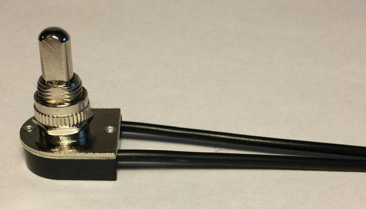 New On/Off Push Canopy Switch w/ Nickel Plated Knob, 6" Wire Leads, 3/8" Shank - Stone Door Lamps