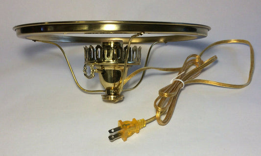 New #2 Electric Gallery W/ 10" Undersocket Shade Holder, Solid Brass, Gold Cord