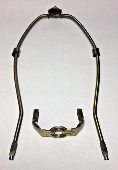 12" Antique Finish Heavy Brass Lamp HARP Shade Holder + Base for Lamp Repair - Stone Door Lamps
