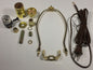 Table Lamp Wiring Kit With 10" Brass Plated Harp, 3 Way Socket,8 ft. Brown Cord