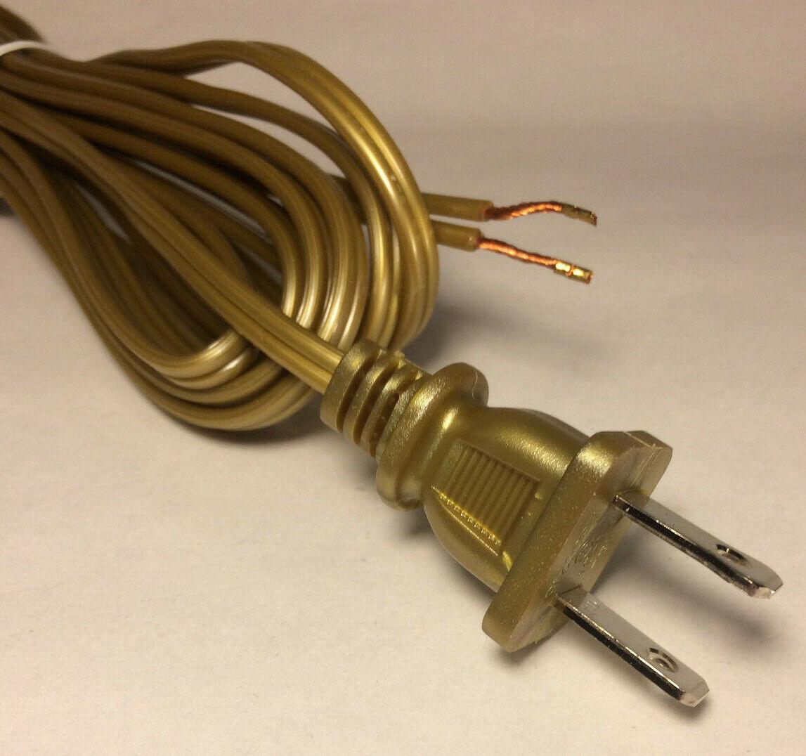New 12' Unfinished Brass 18/2 Plastic Covered Lamp Cord Plug Set SPT - 1,UL,#CS727 - Stone Door Lamps