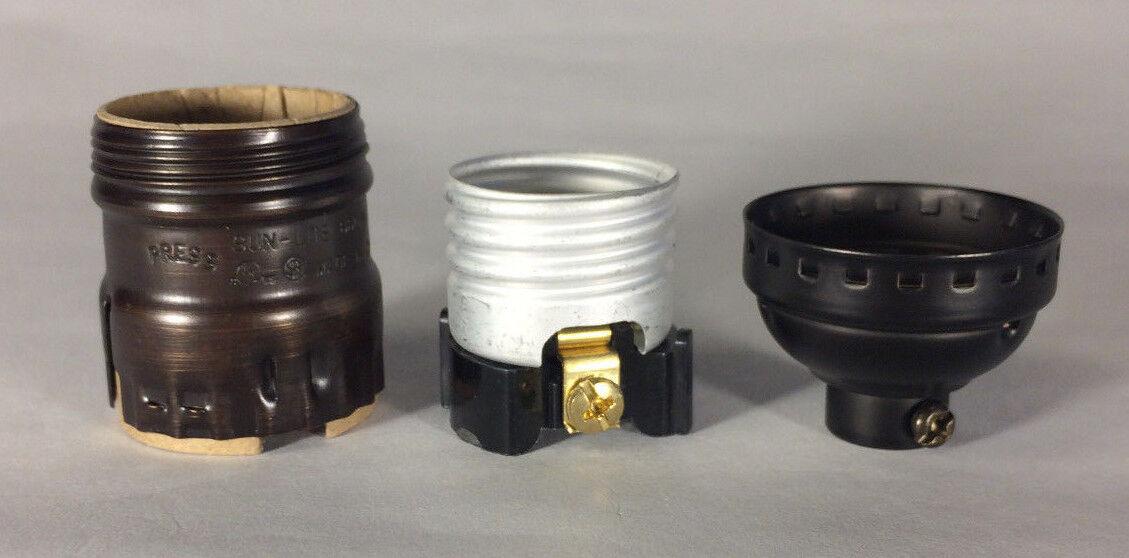 Bronze Brass Short Keyless Early Electric Industrial Style Uno Lamp Socket #290B - Stone Door Lamps