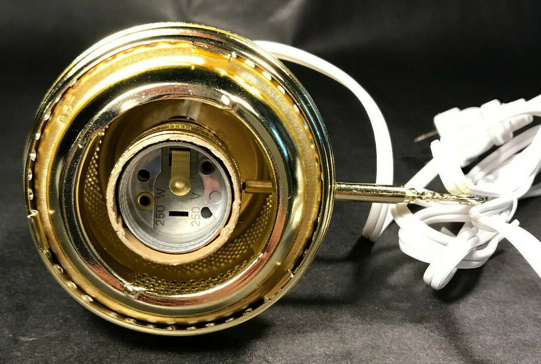 New Brass Electric Burner With 6ft. White Cord for Aladdin Brand Lamps #EB242