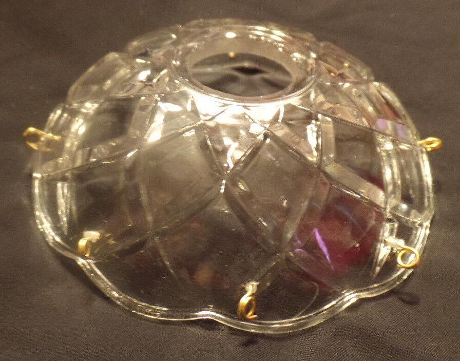 NEW 4" Pressed Glass Round Lamp Prism Chandelier Bobeche w/ 8 Brass Pins #BB909 - Stone Door Lamps