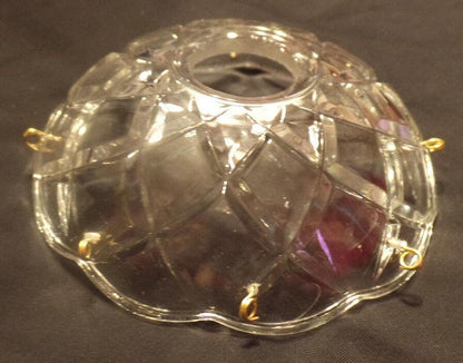 NEW 4" Pressed Glass Round Lamp Prism Chandelier Bobeche w/ 8 Brass Pins #BB909 - Stone Door Lamps