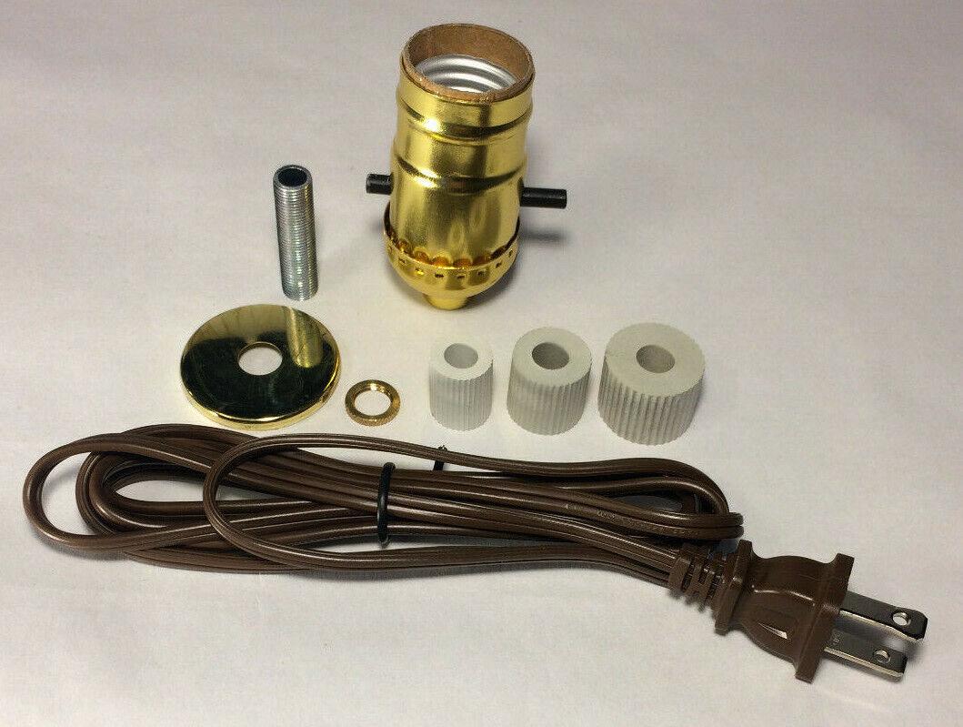 New Jug, Bottle Lamp Adapter Kit With 6 ft. Brown Cord And Hardware #JA336 - Stone Door Lamps