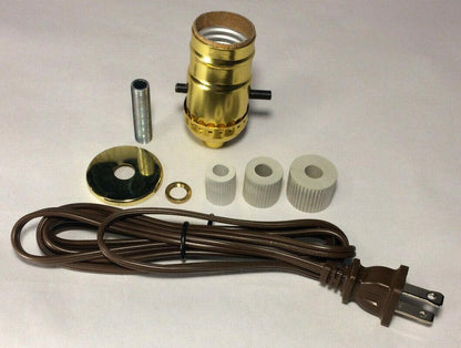 New Jug, Bottle Lamp Adapter Kit With 6 ft. Brown Cord And Hardware #JA336 - Stone Door Lamps