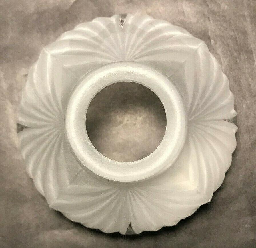 New Wide Panel Art Deco Crystal Etched Fixture Shade, Clear Panels 2 1/4" Fitter - Stone Door Lamps