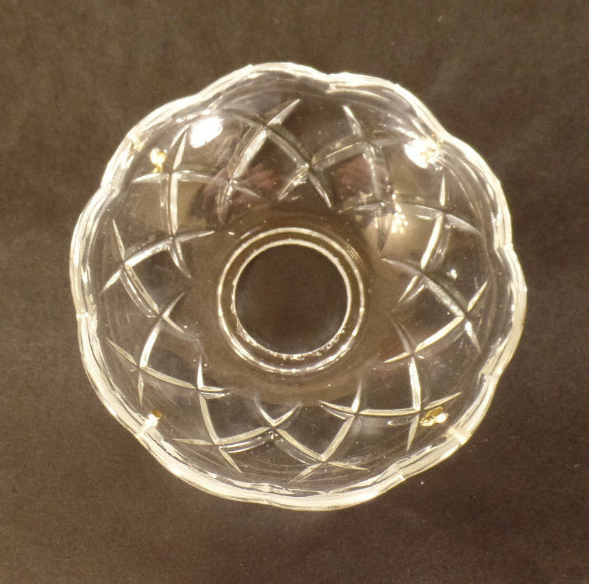 3 3/8" Pressed Glass Round Lamp Prism Chandelier Bobeche w/ 4 Brass Pins #BB925