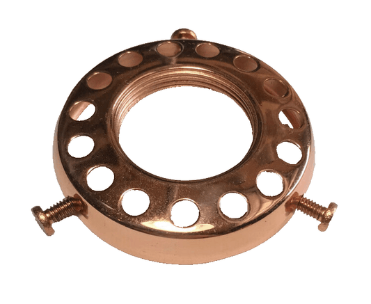 New 2 1/4" Fitter Screw On Uno Shade Holder, Polished Copper Finish #SH786C - Stone Door Lamps