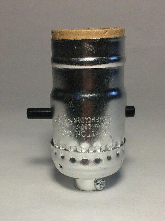 New Leviton Push - Thru Lamp Socket w/ Nickel Finish, Medium Base E26 #CS102N - Stone Door Lamps