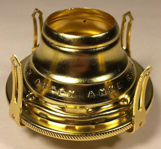 New #2 Solid Brass Queen Anne Cut - Out Oil Lamp Burner For 3" Chimneys #OB660 - Stone Door Lamps